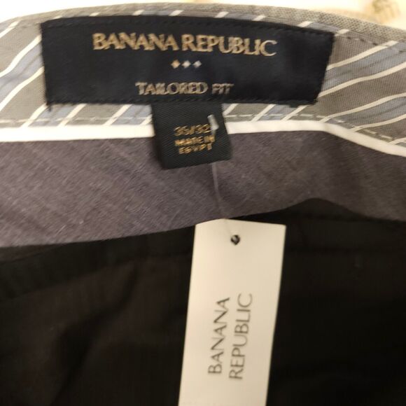 NWT Banana Republic Mens 35x32 Gray Tailored Fit Straight Leg Dress Pants - Picture 4 of 8